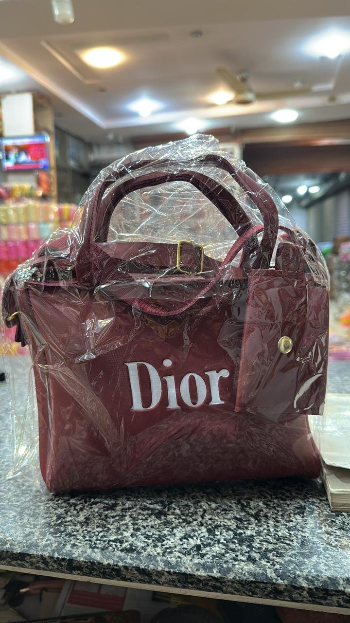 Elegant Maroon Top Handle Handbag – White Embroidered Logo & Gold Hardware