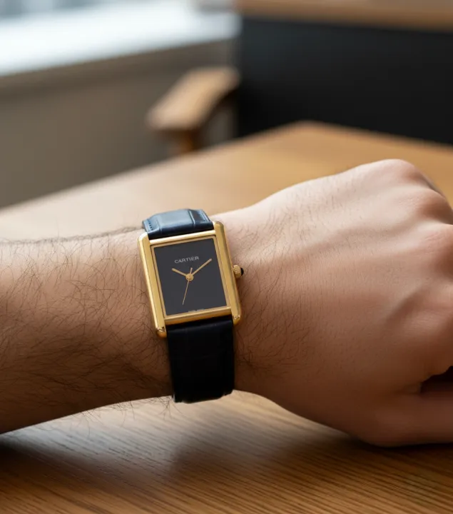 Tank Style Watch – Premium Replica Leather Strap Elegant Dial - Image 2