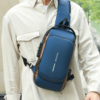 Fashion Anti-Theft Sling Bag with Combination Lock & USB Charging Port - Blue Brown Crossbody Chest Bag for Men Women | Waterproof Travel Shoulder Bag