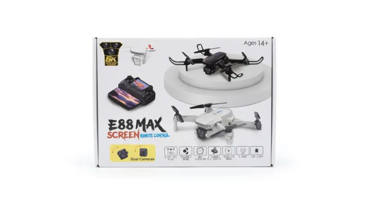 E88 Max Drone with Screen Remote Control – 6K Dual Camera Foldable WiFi FPV RC Quadcopter (Ages 14+)