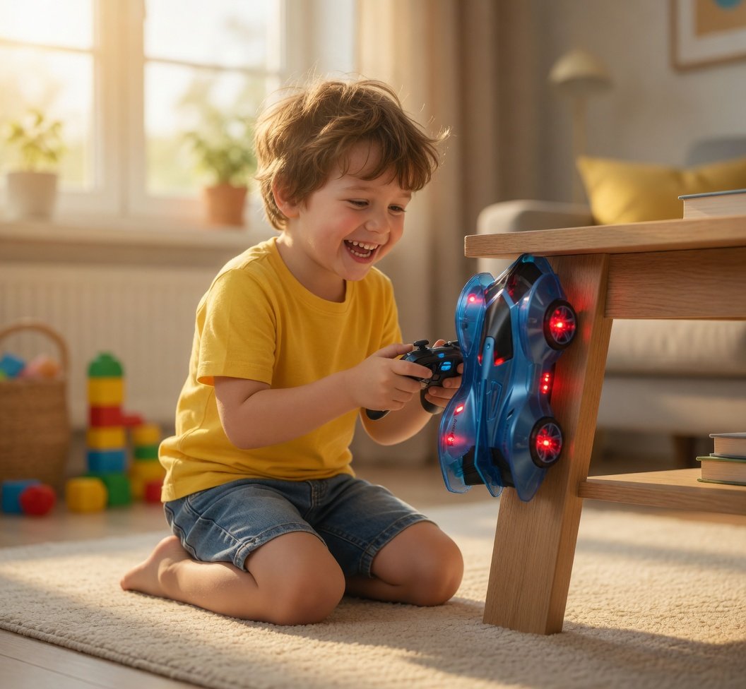 The Climbing RC Wall Car Series - 2.4G Remote Control Wall Climbing Car with LED Lights, USB Quick Charging, Climbs Walls, Ceilings & Smooth Surfaces - Blue Adscorpion Toy for Kids 8+ - Image 2