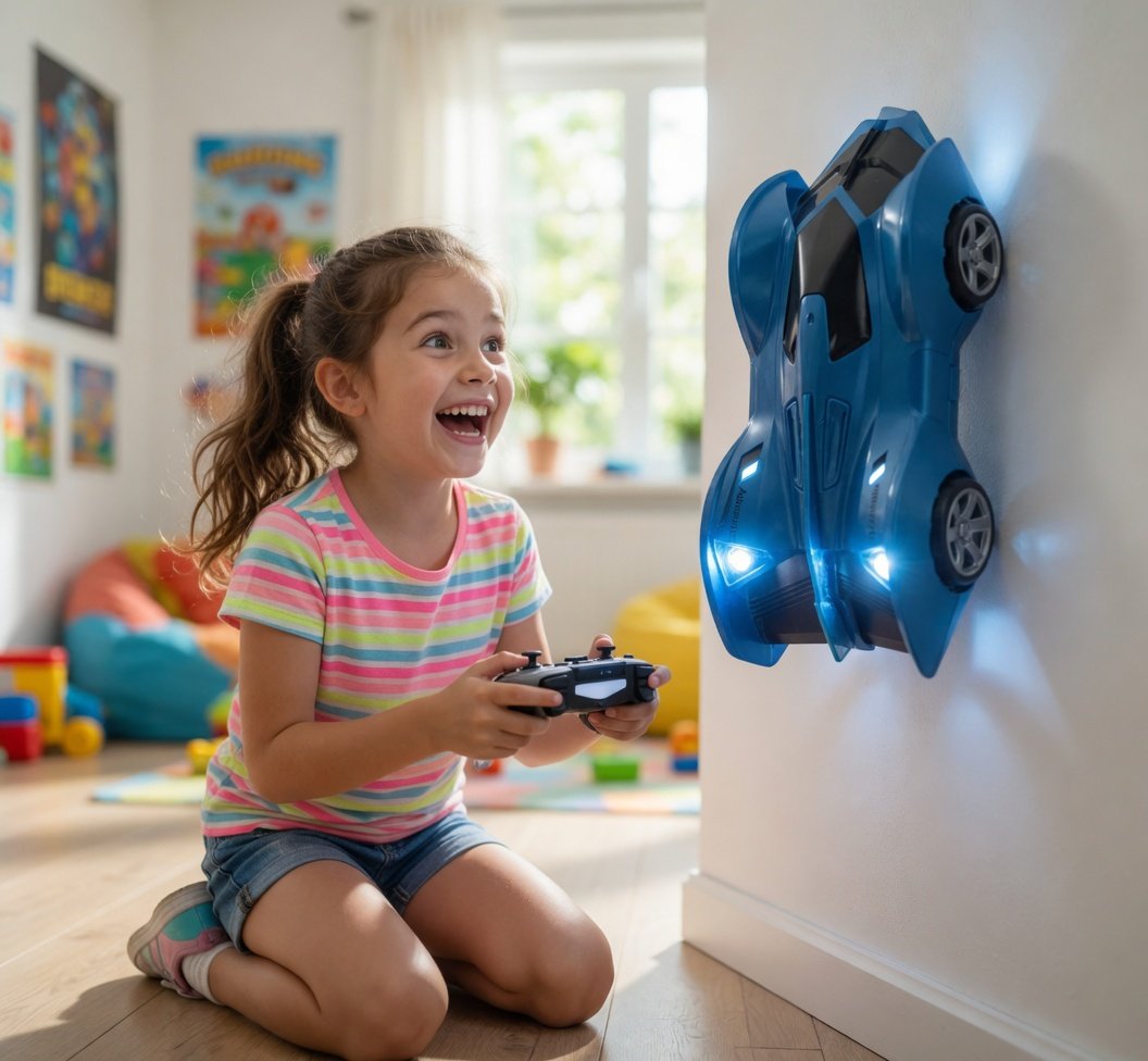 The Climbing RC Wall Car Series - 2.4G Remote Control Wall Climbing Car with LED Lights, USB Quick Charging, Climbs Walls, Ceilings & Smooth Surfaces - Blue Adscorpion Toy for Kids 8+
