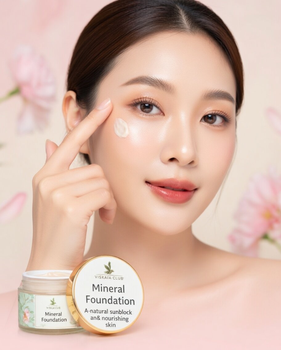 Vintage Glow Mineral Foundation 50gm - 100% Organic Natural Sunblock & Nourishing Face Matte Finish, SPF Protection - Image 2