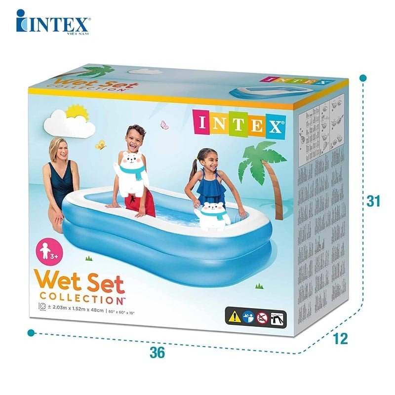 . Intex Wet Set Collection Inflatable Family Pool - 203cm x 152cm x 48 cm (80" x 60" x 19") Kids Swimming Pool for Ages 3+ - Image 3