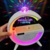 G2388A LED Wireless Charging Bluetooth Speaker - 15W Qi Wireless Charger | RGB Rainbow Lights | Portable Alarm Clock Speaker with FM Radio | G Shape Design