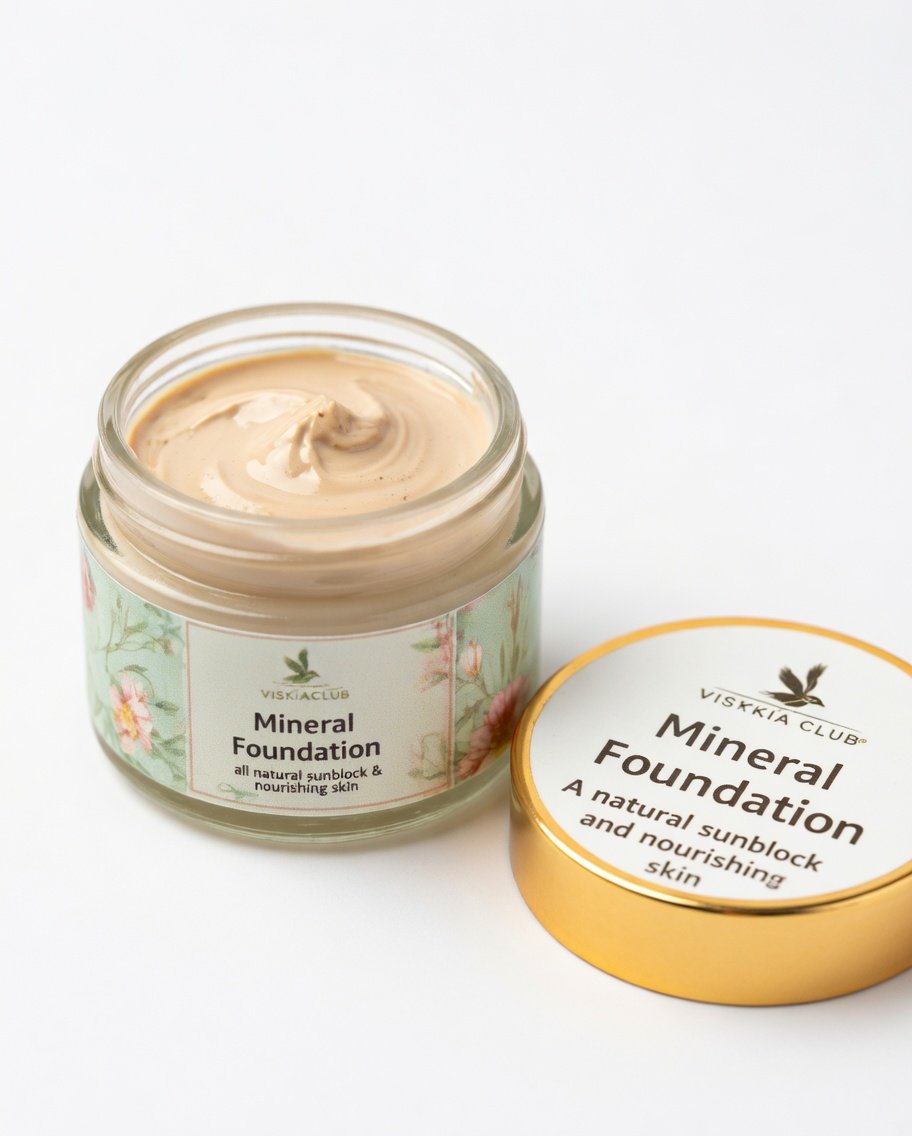 Vintage Glow Mineral Foundation 50gm - 100% Organic Natural Sunblock & Nourishing Face Matte Finish, SPF Protection - Image 6