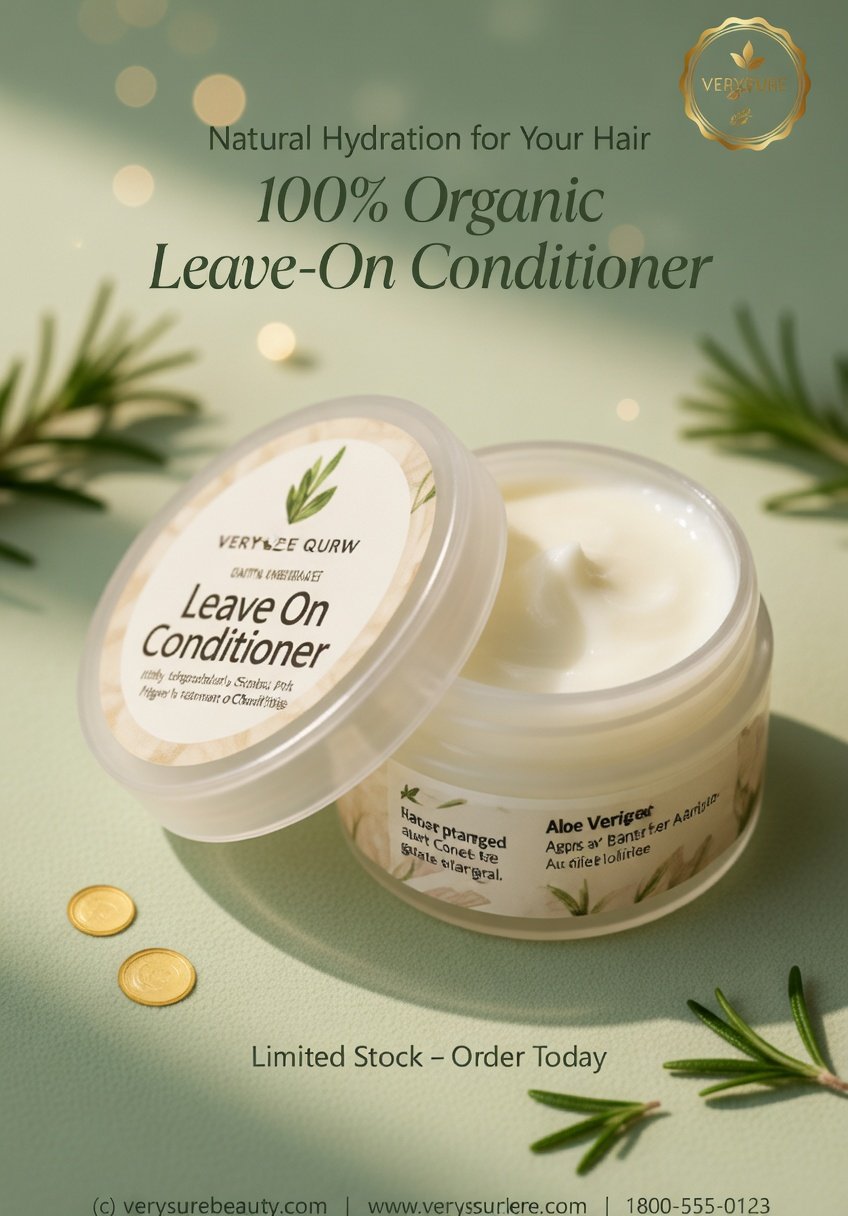 Conditioner Vintage Glow 100% Organic Rosemary Leave On Conditioner - Natural Hair Nourishment, Reduces Frizz, Deep Hydration for Dry & Damaged Hair - Image 2