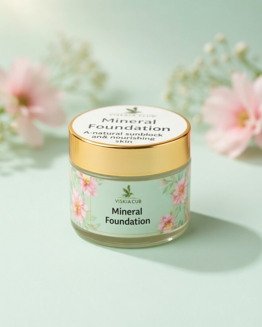 Vintage Glow Mineral Foundation 50gm - 100% Organic Natural Sunblock & Nourishing Face Matte Finish, SPF Protection - Image 8