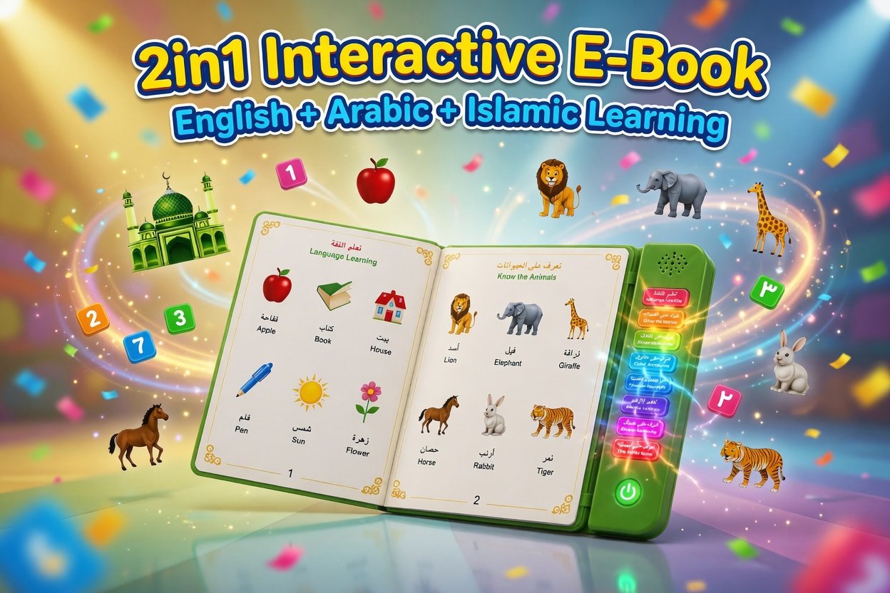 2-in-1 First E-Book for Children - English & Arabic Interactive Educational Tablet Islamic Learning, Animals, Numbers, Colors & Shapes | Kids 3+ - Image 6