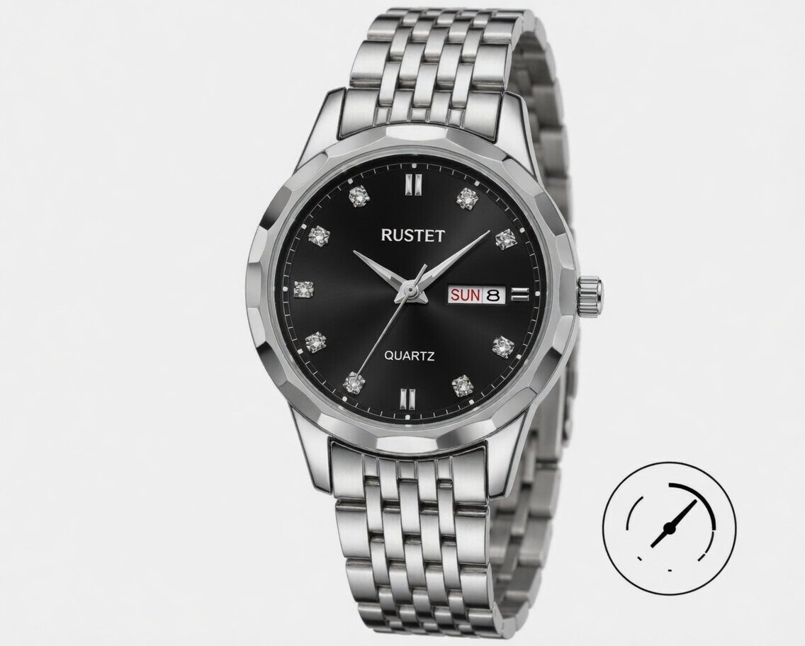 Men’s Stainless Steel Watch Quartz Analog Watch with Day Date Display Water Resistant Classic Wrist Watch 3 Months Warranty - Image 9