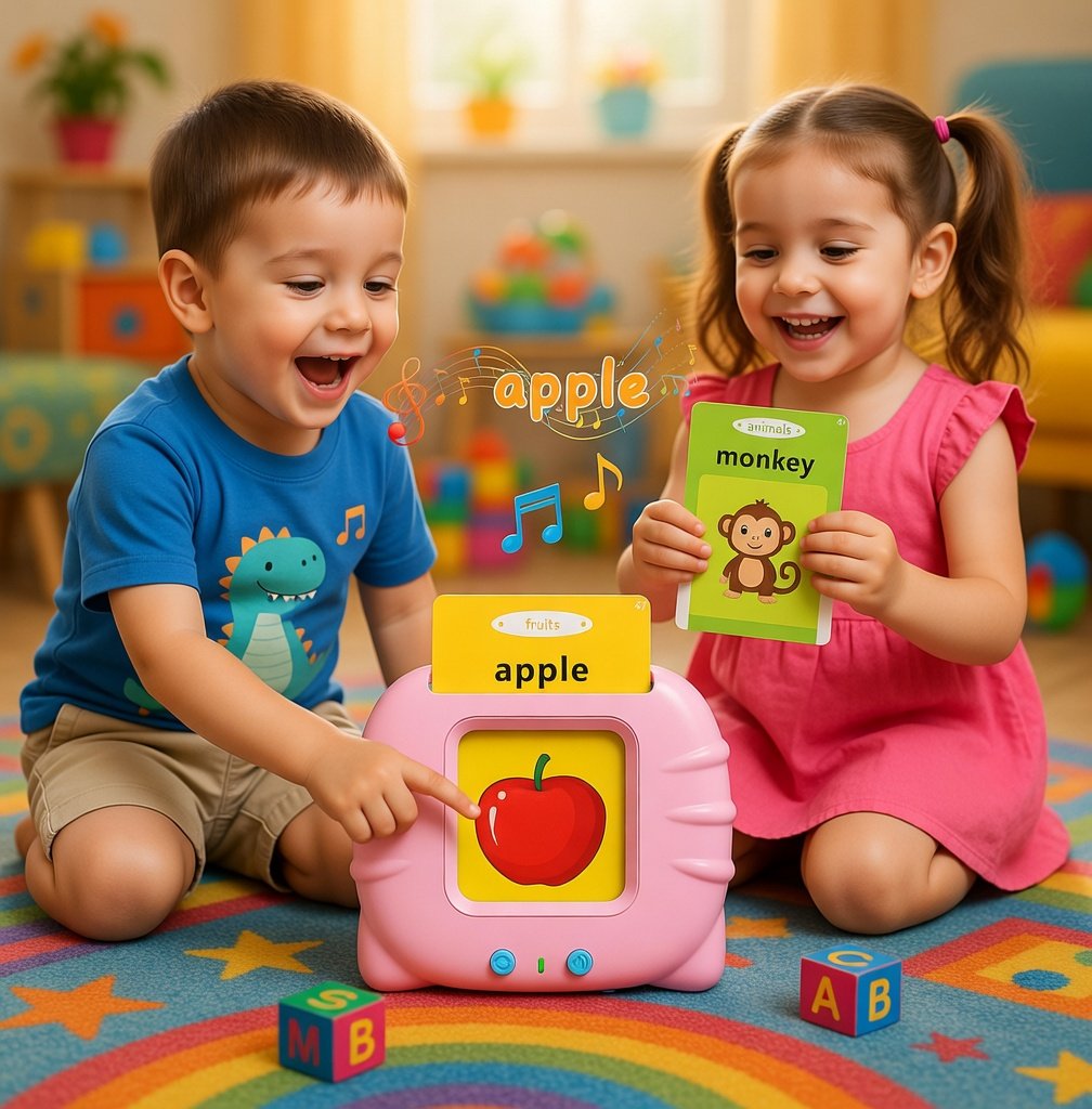 Flash Cards Reader Device With 110 Double Sided Flash Cards, Educational Learning Electronic Speech Tools with Reading Repeating Function, Learning Flash Cards Speaking Device