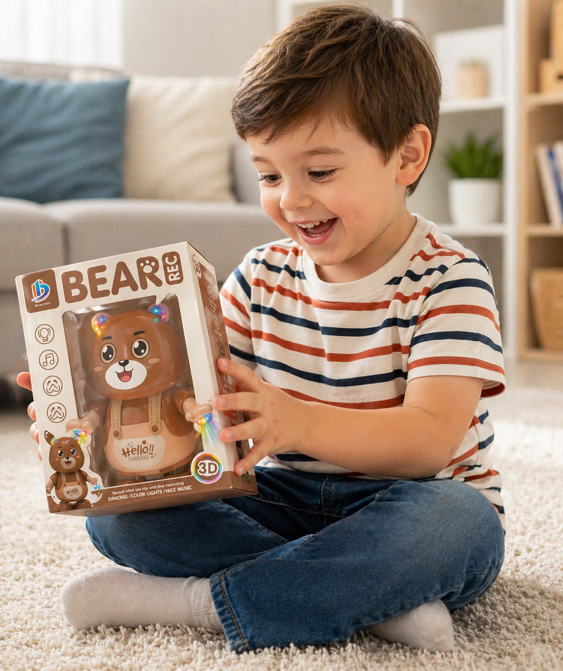 Interactive Talking Bear Toy for Kids | Recording & Repeat Voice Dancing Bear with Lights & Music | Smart Fun Toy for Boys & Girls 3+ - Image 5