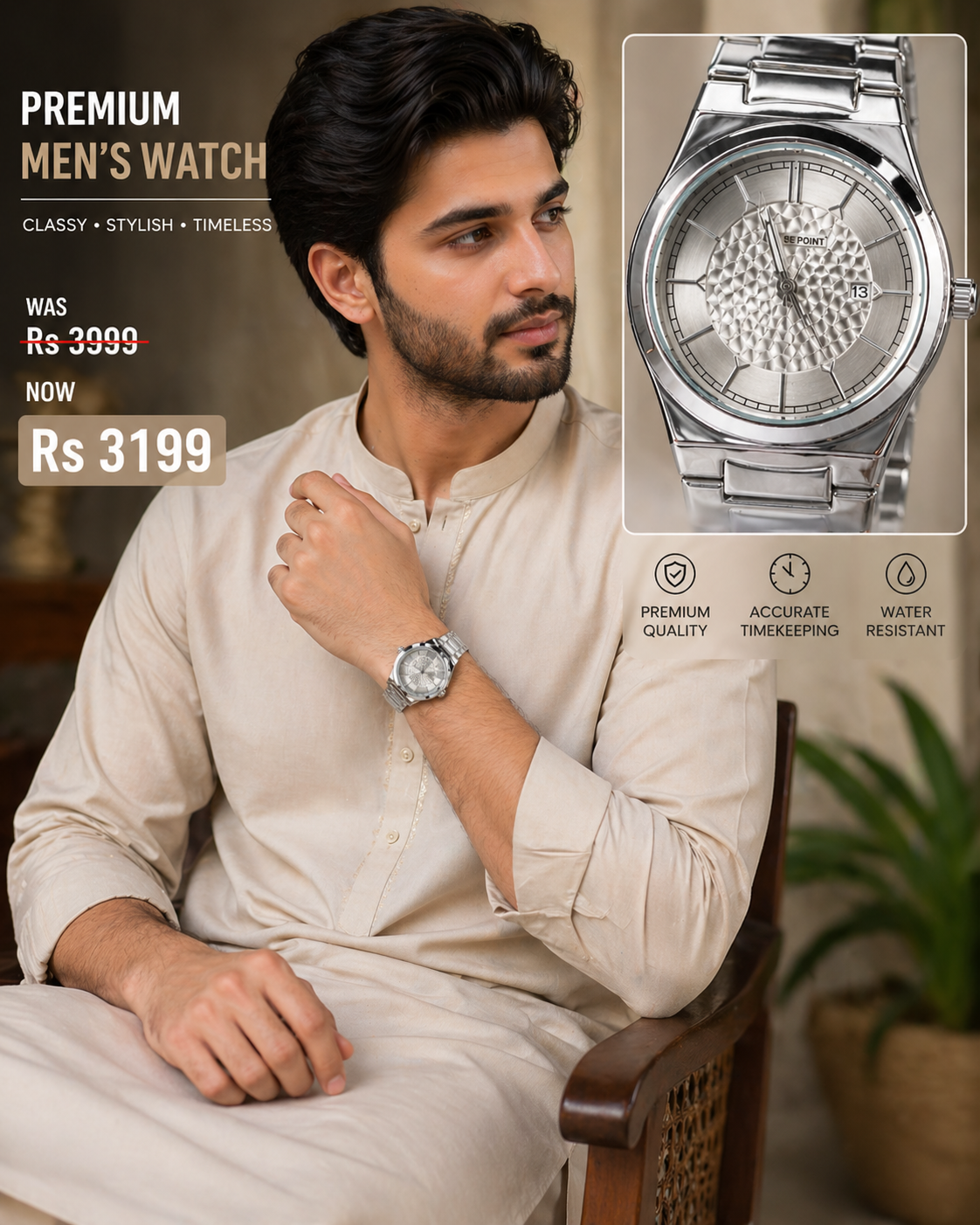 Men’s Stainless Steel Analog Watch – Silver Dial Quartz Wrist Watch with Metal Strap, Minimalist Casual & Formal Watch for Men - Image 4
