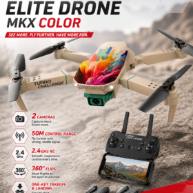 Elite Drone MKX Turbo Challenge 2 Cameras Drone with Real-Time Transmission - 8+ Age | HD Camera | Foldable Drone with Controller | MKX Color Edition
