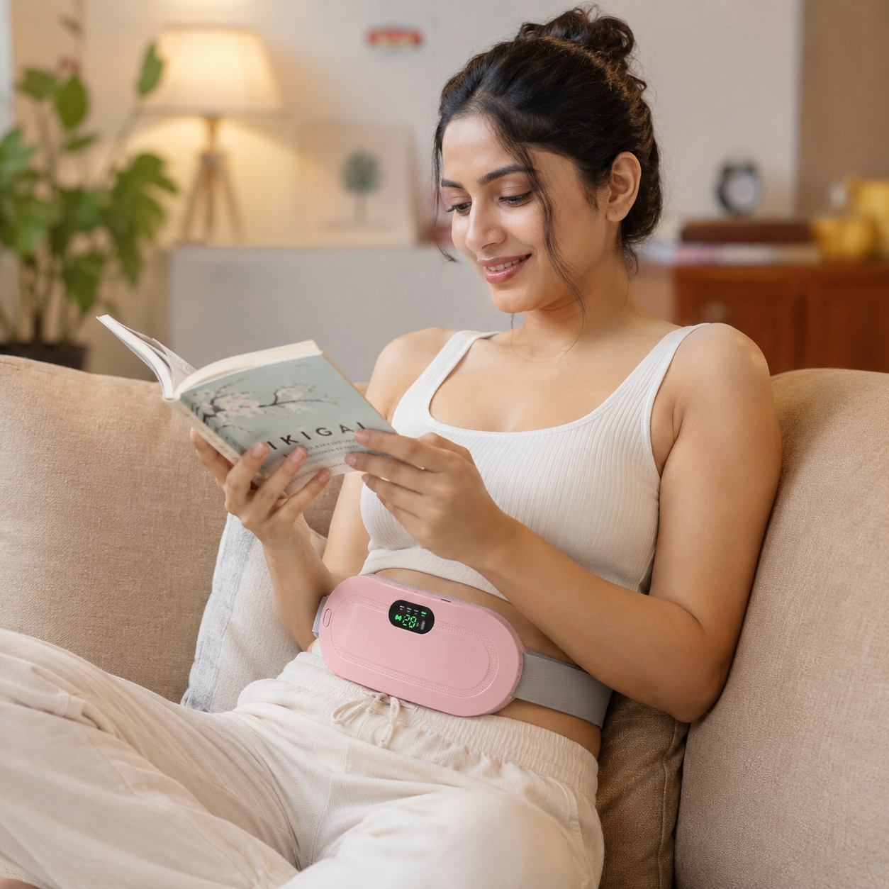 Rechargeable Heating Massager Belt for Women – Abdomen & Waist Warm Massage Belt Helps Relieve Period Pain & Abdominal Cramps, USB Charging, Digital Display, Adjustable Strap - Image 5