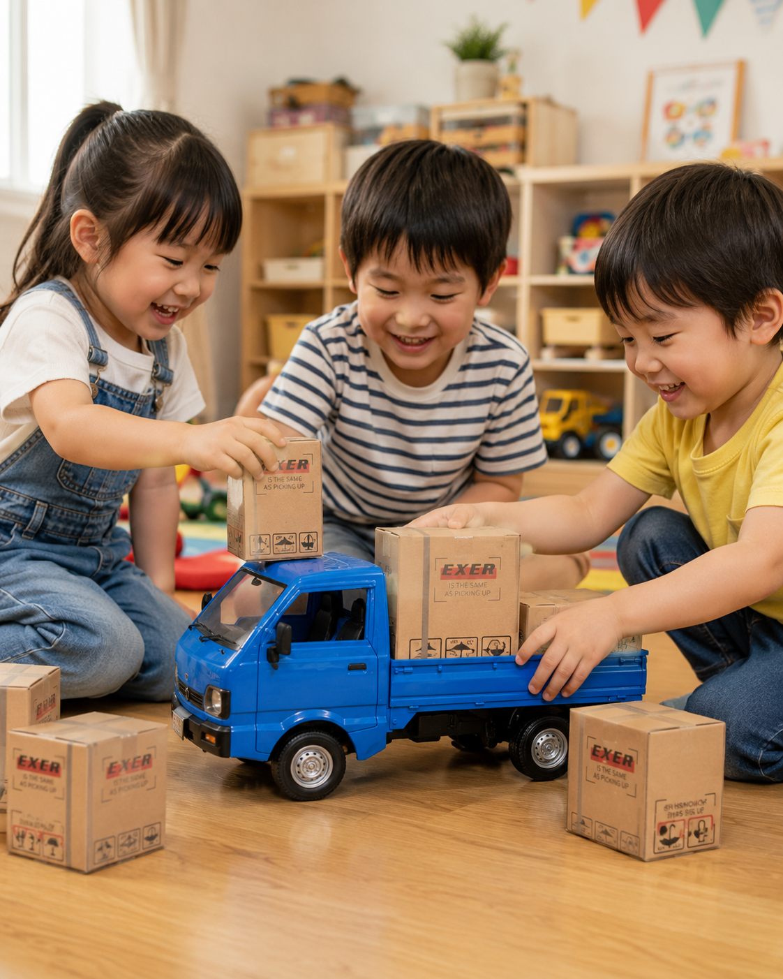 2.4G Remote Control Cargo Truck Toy | RC Model Pickup Truck with Light, Spray Mist & Openable Door | DIY Sticker Truck Toy for Kids Age 6+ - Image 8