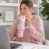 Stanley Style Quencher H2.0 40oz Pink Floral Tumbler with Handle & Straw – 1.18L Stainless Steel Insulated Travel Mug for Hot & Cold Drinks