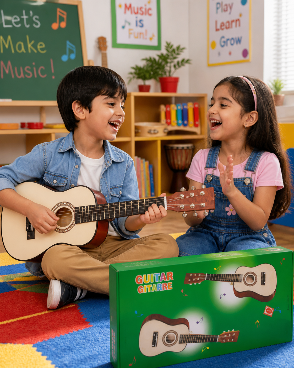 Kids Toy Guitar for Children - Beginner Musical Instrument Toy with Nylon Strings - Fun Wooden Guitar for Boys & Girls (Made in China) - Image 4