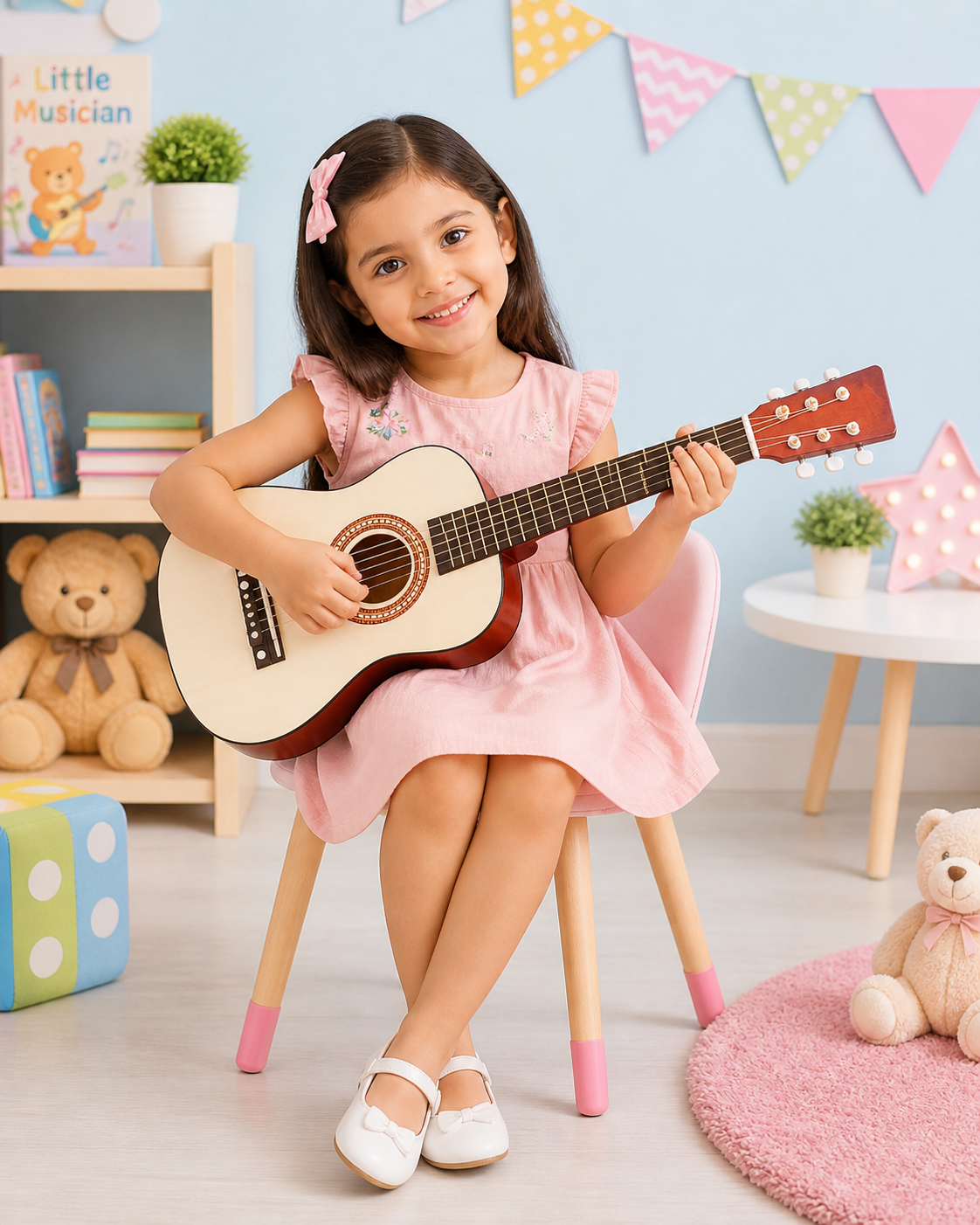Kids Toy Guitar for Children - Beginner Musical Instrument Toy with Nylon Strings - Fun Wooden Guitar for Boys & Girls (Made in China) - Image 3