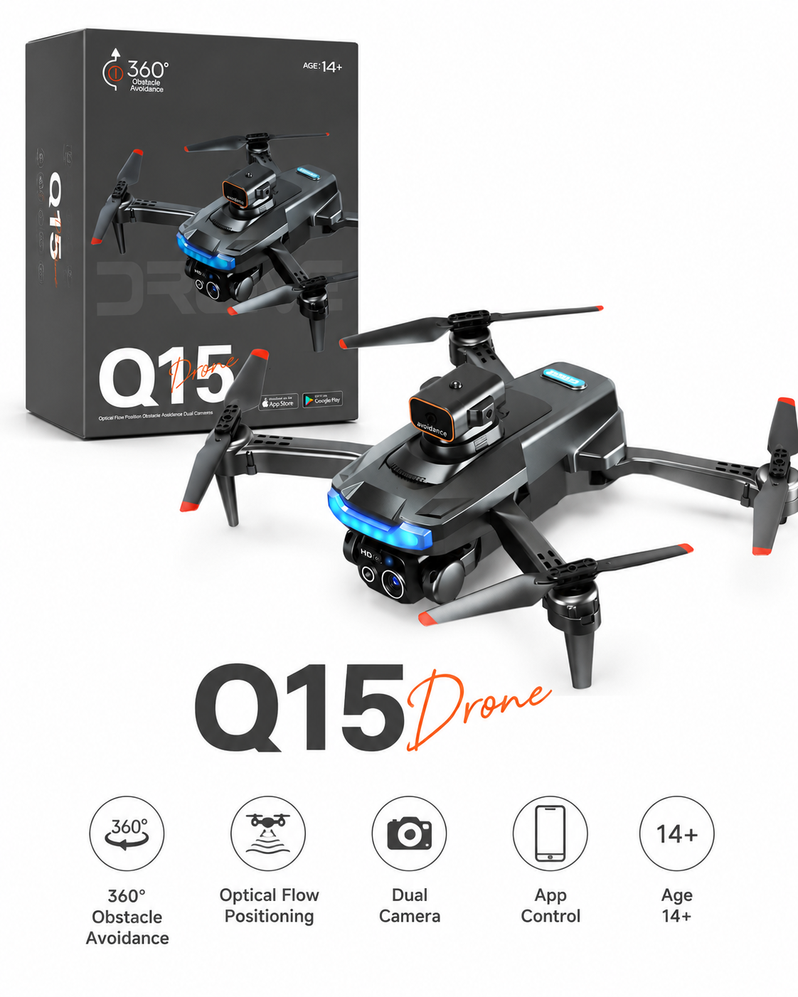 Q15 RC Drone with HD Dual Camera & 360 Obstacle Avoidance – Foldable Remote Control Drone for Beginners - Image 12