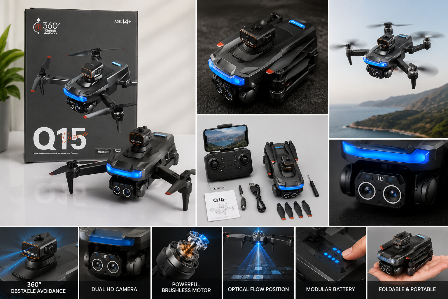 Q15 RC Drone with HD Dual Camera & 360 Obstacle Avoidance – Foldable Remote Control Drone for Beginners - Image 11