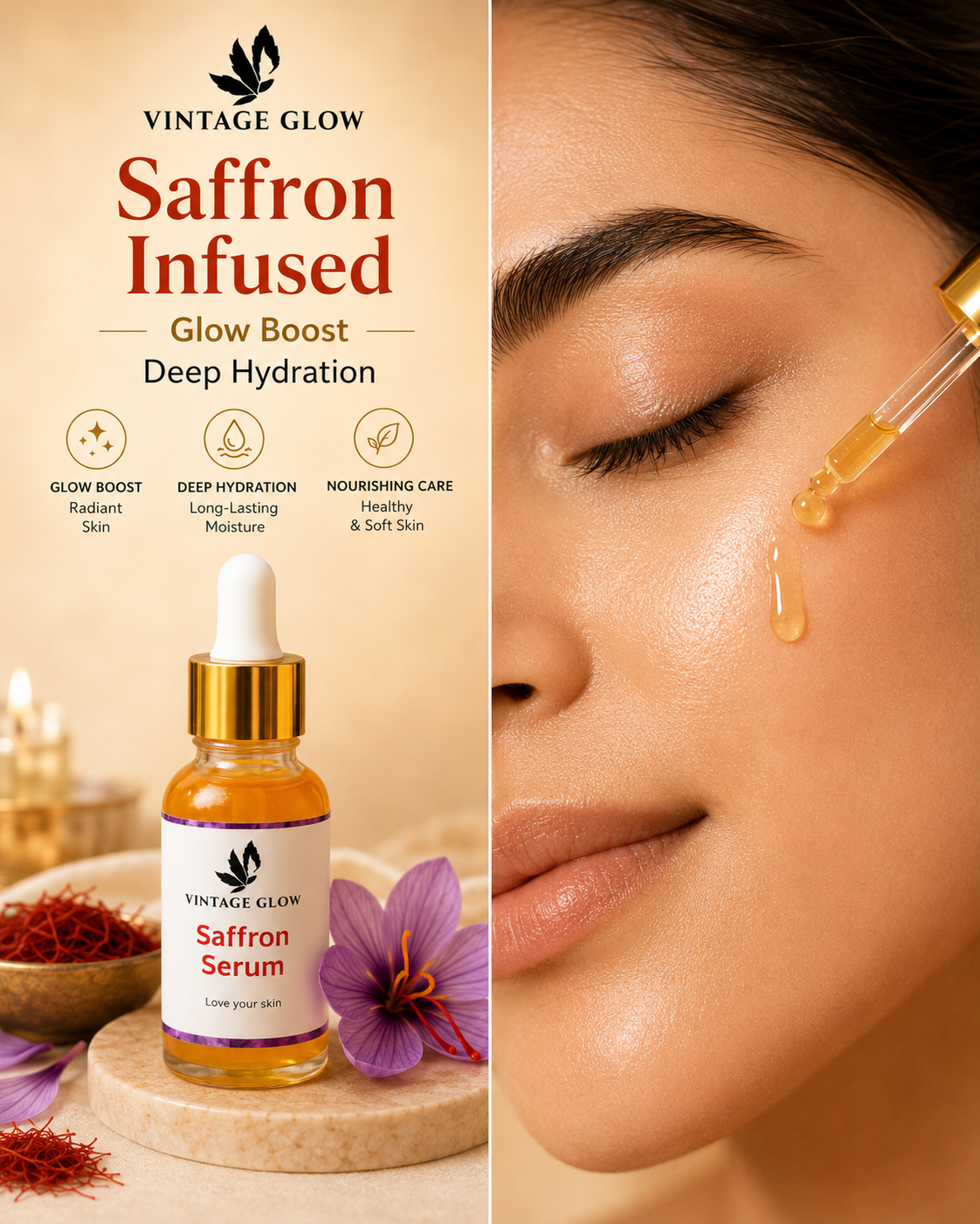Saffron Serum Vintage Glow 15ml - Pure Saffron Face Serum for Brightening, Glow & Even Skin Tone - Image 3
