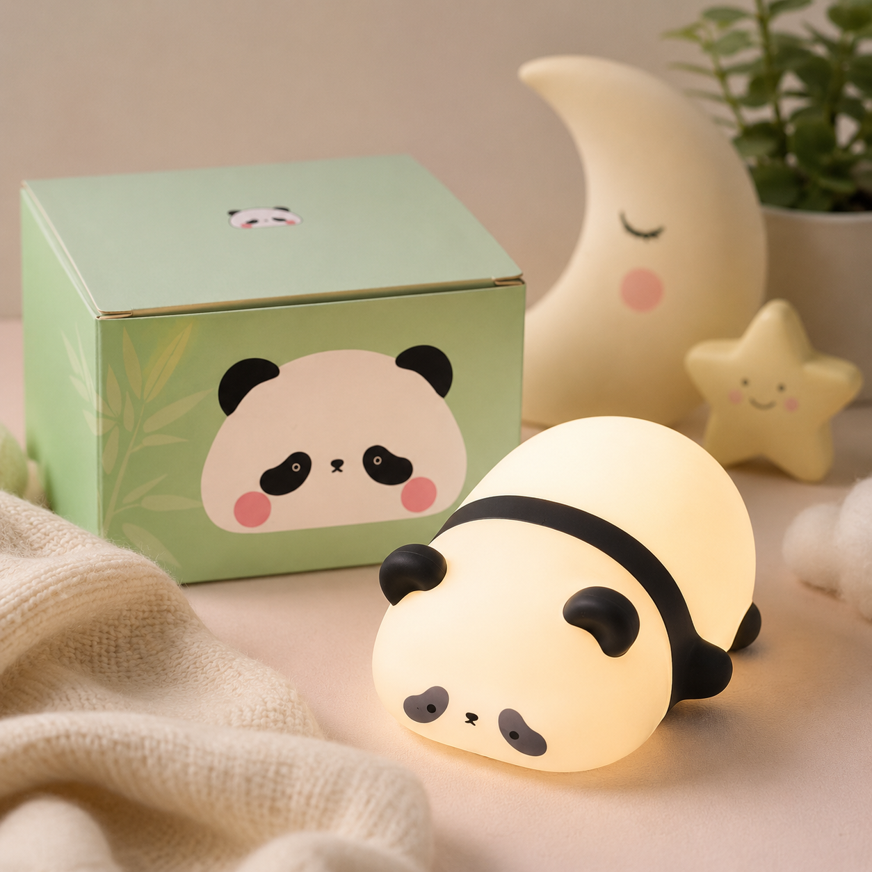 Cute Panda Silicone Night Light for Kids – Soft Touch LED Bedside Lamp, Portable Cartoon Night Lamp for Baby Room, Bedroom & Gift - Image 3