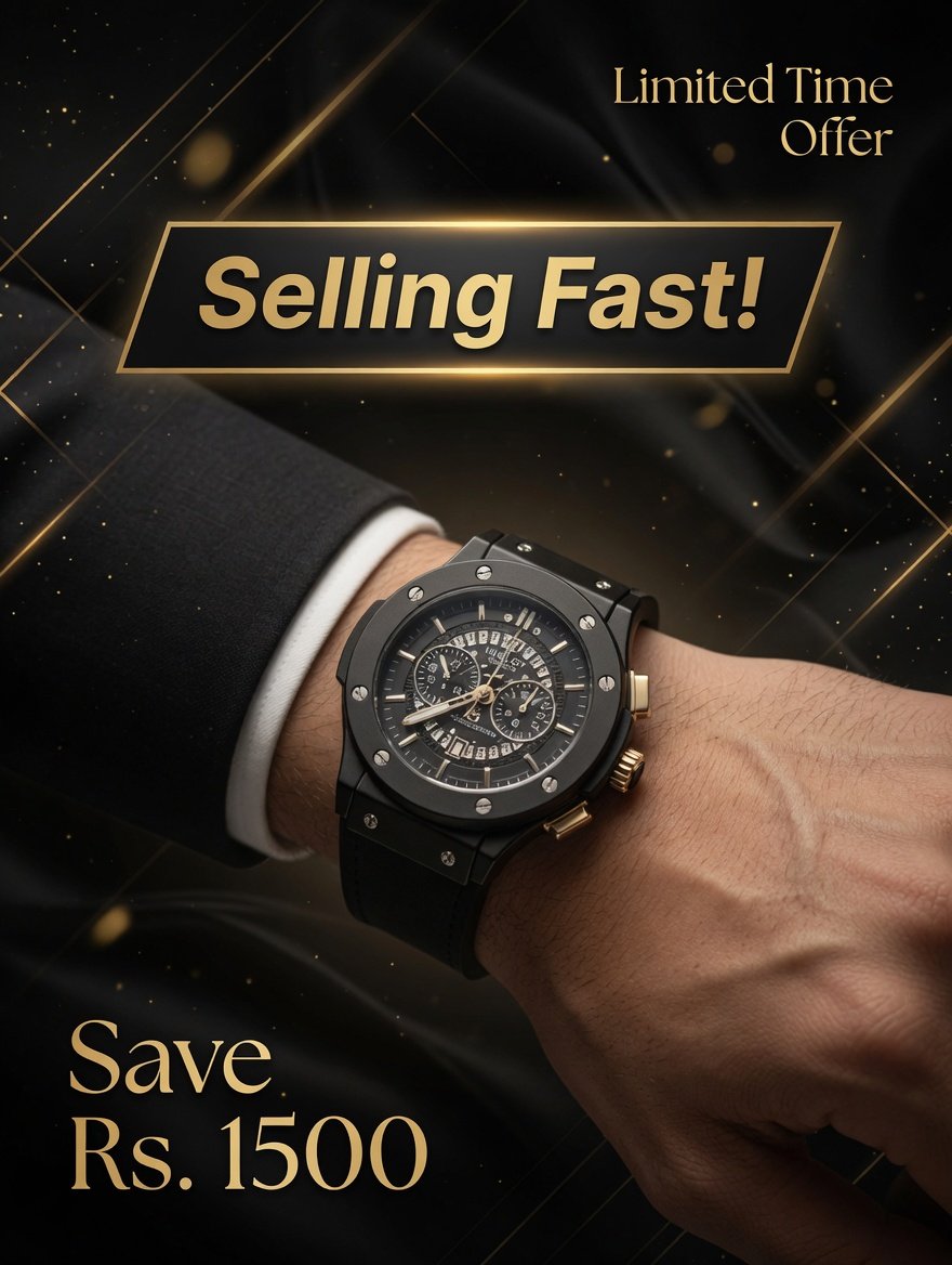 Men’s Luxury Style Analog Watch – Black Dial Silicone Strap, Chronograph Design Casual & Formal Wrist Watch for Men - Image 5
