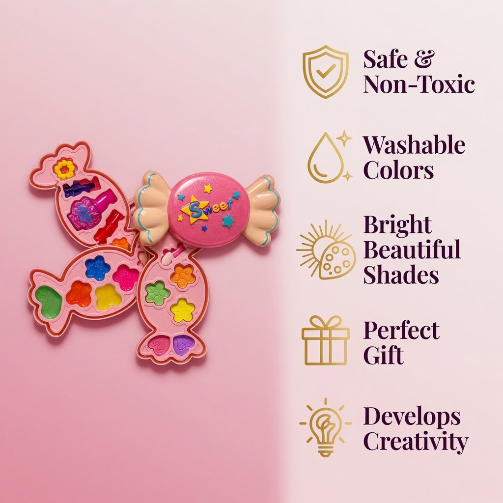 Kids Makeup Set – Washable Cosmetic Toy Kit for Girls, Non-Toxic Beauty Play Set with Lipstick, Eyeshadow & Accessories Gift - Image 6