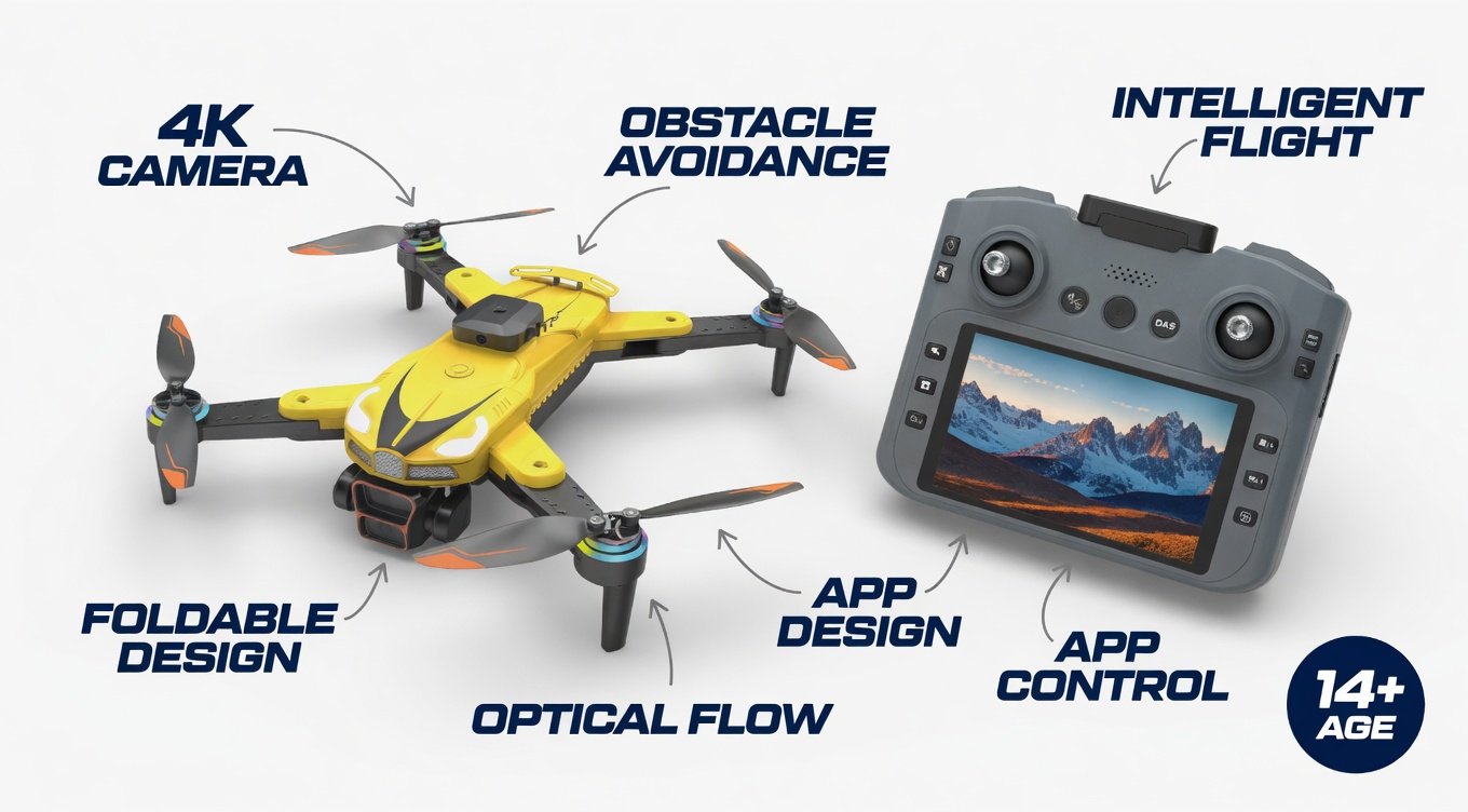 XF620 Camera Drone with Remote Screen | Foldable RC Drone with HD Camera | Obstacle Avoidance Quadcopter | Beginner Friendly Aerial Photography Drone - Image 7
