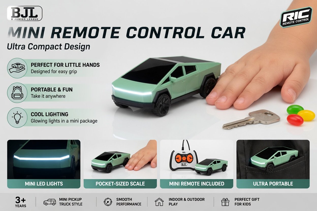 Tesla Cybertruck Style RC Pickup Truck - Future Driver BJL Mint Green Remote Control Car with Cool Lighting, Charging Station & EV Design | Kids Toy 3+ - Image 8