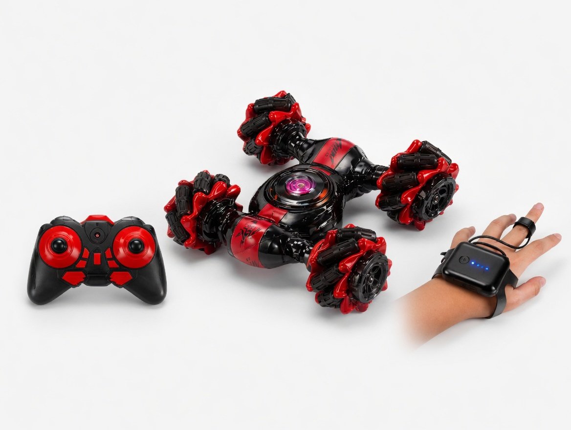 Super Double Flip RC Stunt Car - SPEED PIONEER 360° Rotating Double Wheel Stunt Vehicle with Lights | 2.4GHz Multi-Functional Off-Road RC Toy for Kids 6+ - Image 4