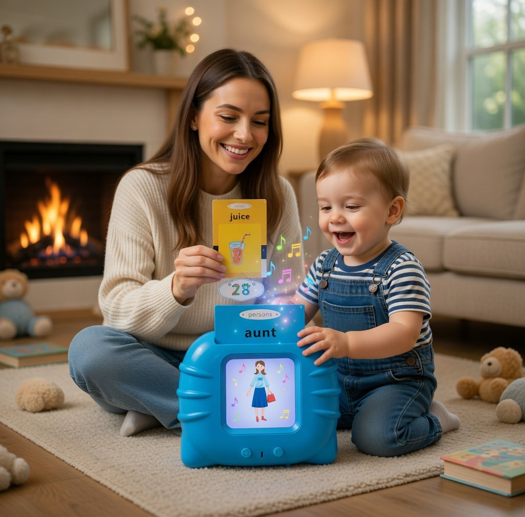 Flash Cards Reader Device With 110 Double Sided Flash Cards, Educational Learning Electronic Speech Tools with Reading Repeating Function, Learning Flash Cards Speaking Device - Image 2