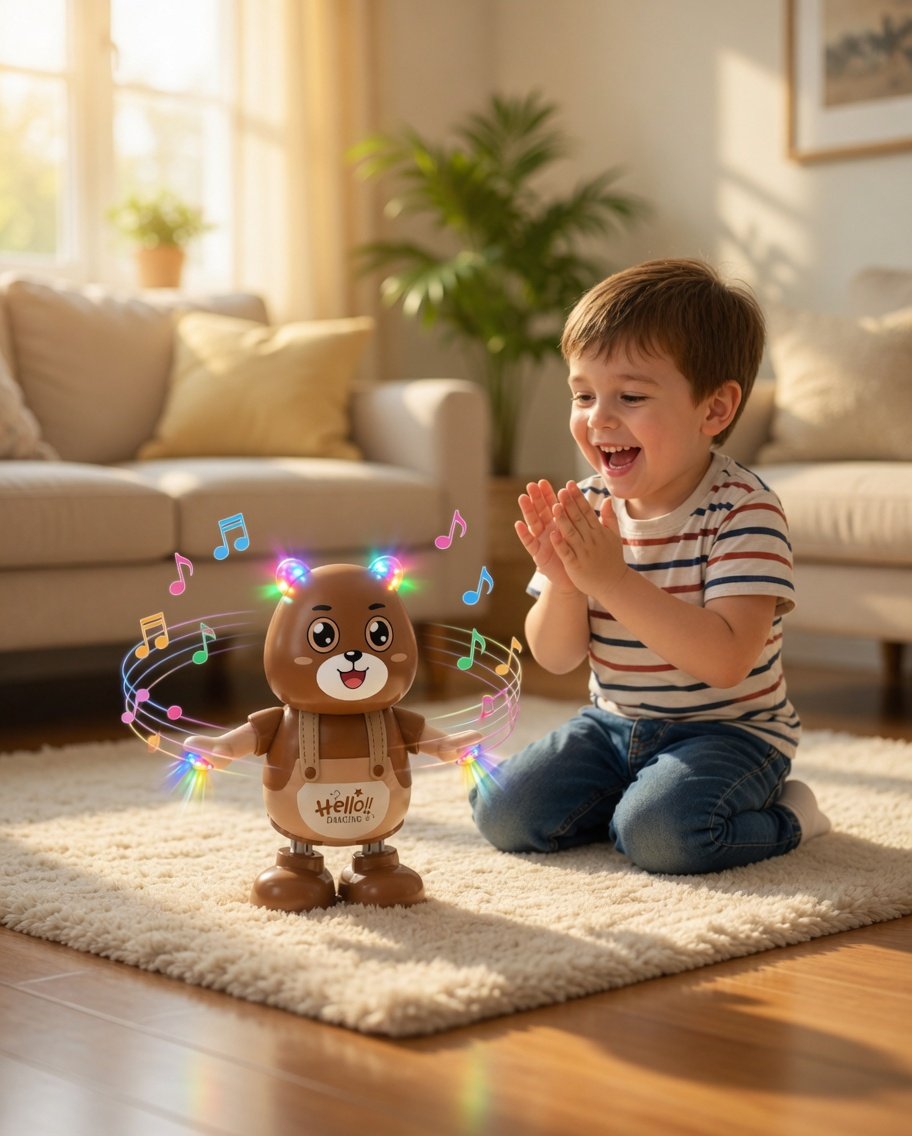 Interactive Talking Bear Toy for Kids | Recording & Repeat Voice Dancing Bear with Lights & Music | Smart Fun Toy for Boys & Girls 3+ - Image 4