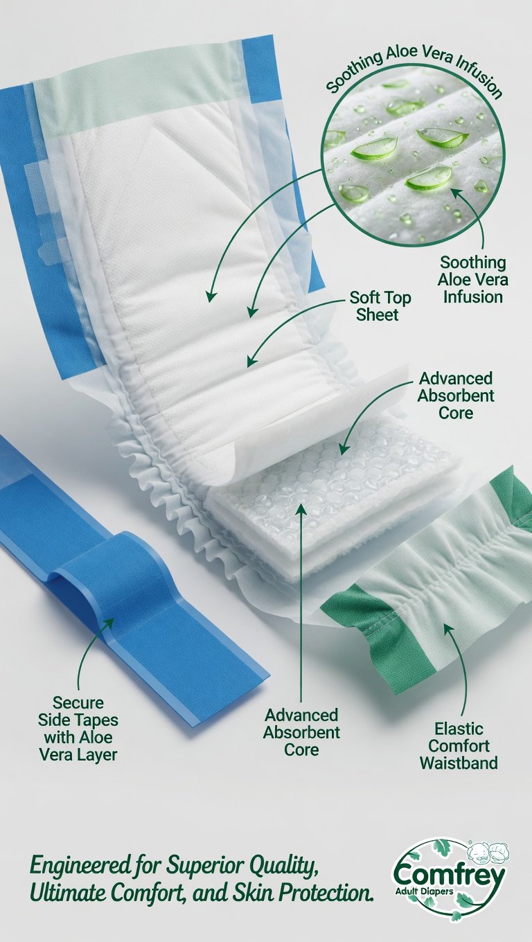 Comfrey Adult Diapers XL 10pcs - Unisex Premium Adult Diaper with Soft Top Sheet | Waist 50"-60" (130-170cm) | Incontinence Care - Image 4