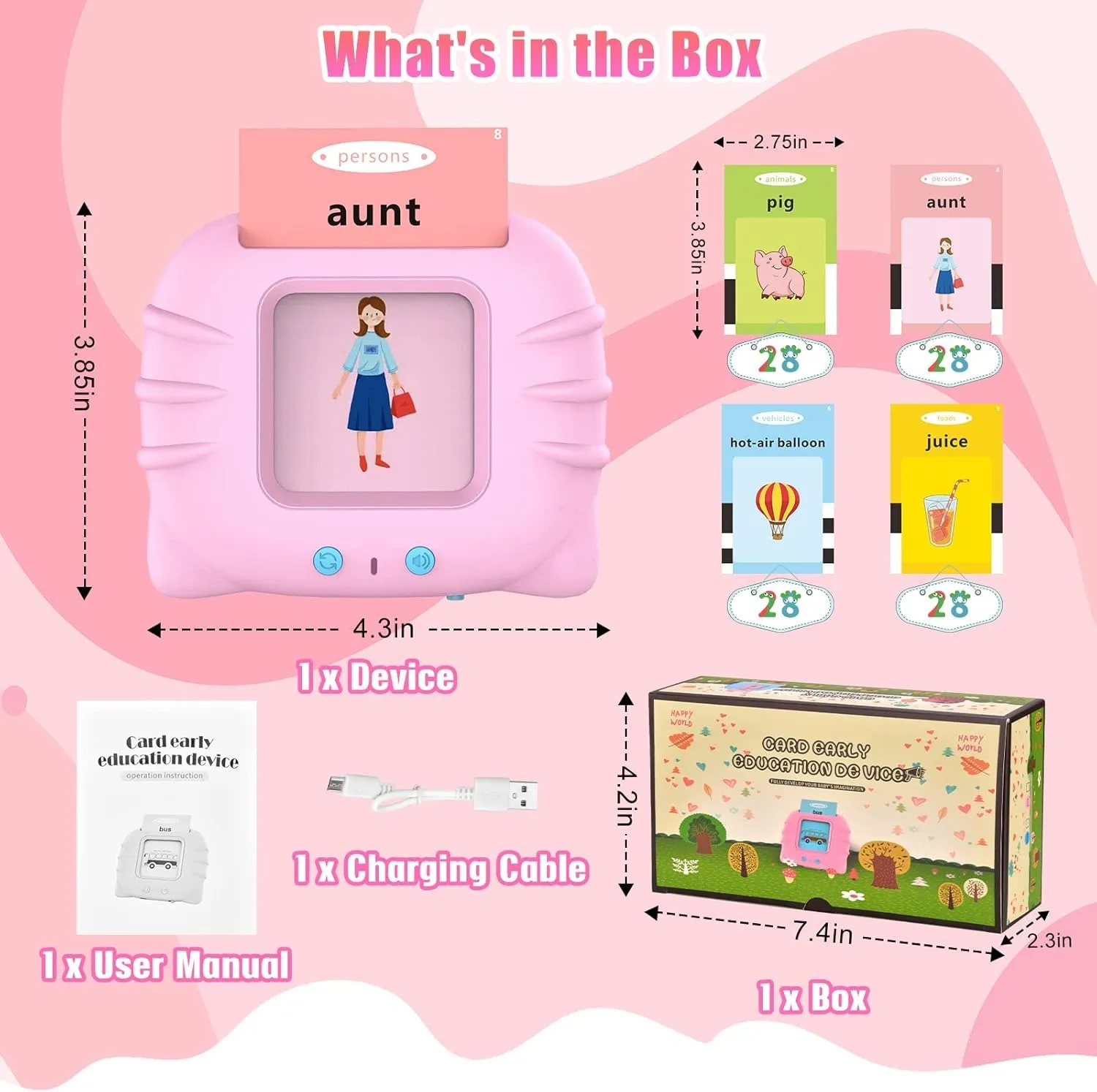 Flash Cards Reader Device With 110 Double Sided Flash Cards, Educational Learning Electronic Speech Tools with Reading Repeating Function, Learning Flash Cards Speaking Device - Image 9