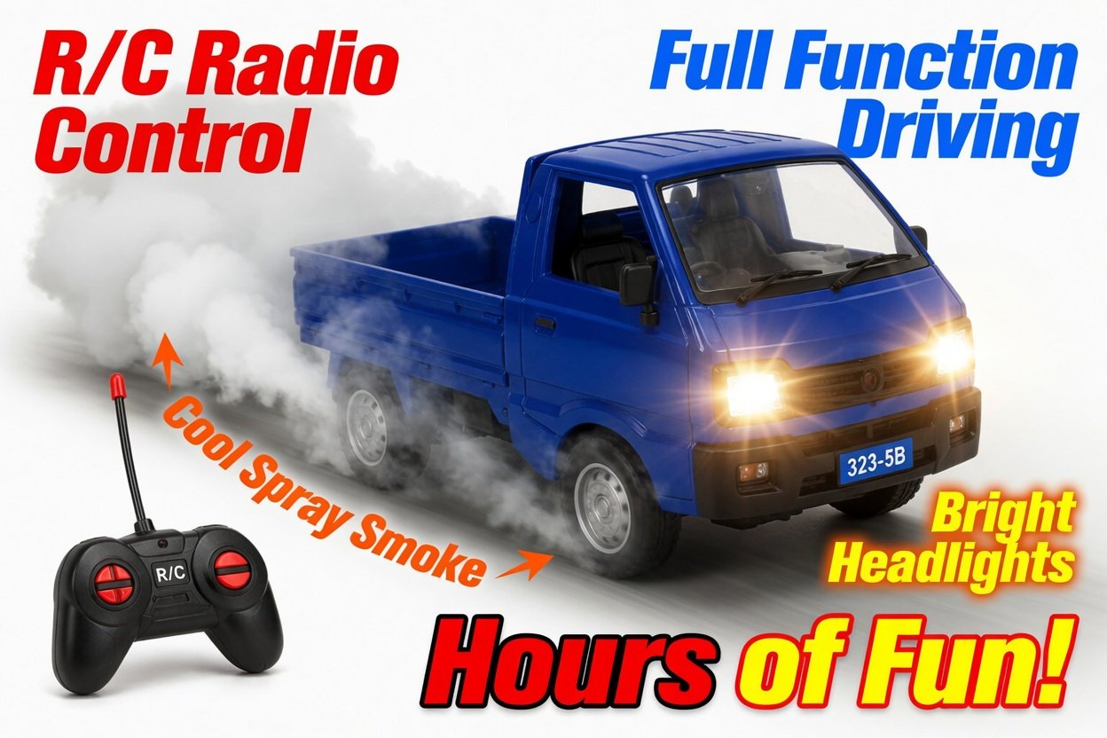 323-5B RC Freight Truck - 2.4GHz Remote Control Spray Smoke Truck with Lights, Full Function | Rechargeable RC Cargo Truck Toy for Kids 6+ - Image 5