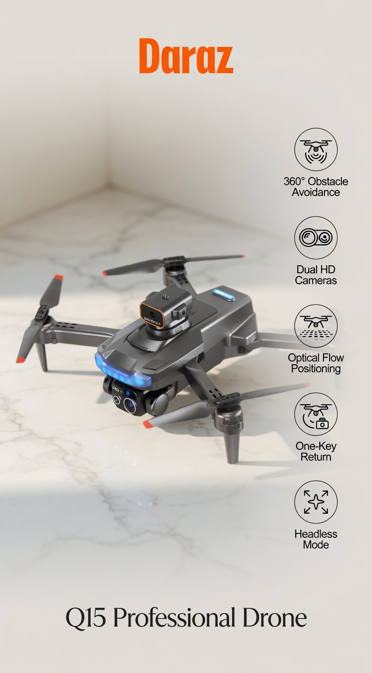 Q15 RC Drone with HD Dual Camera & 360 Obstacle Avoidance – Foldable Remote Control Drone for Beginners - Image 9