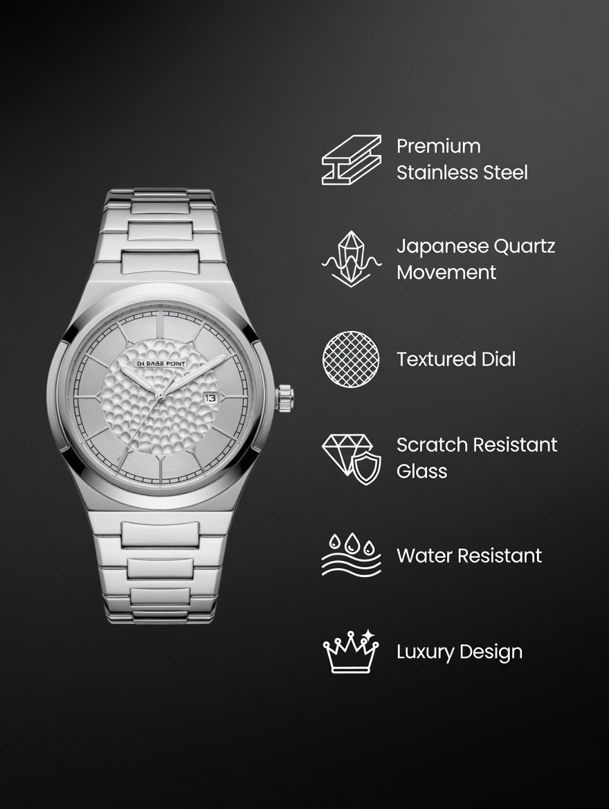 Men’s Stainless Steel Analog Watch – Silver Dial Quartz Wrist Watch with Metal Strap, Minimalist Casual & Formal Watch for Men - Image 9