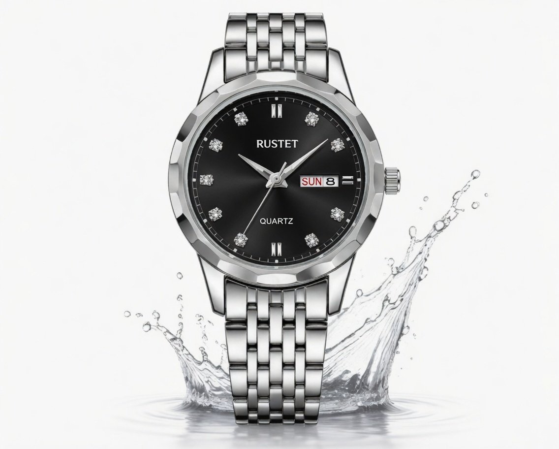 Men’s Stainless Steel Watch Quartz Analog Watch with Day Date Display Water Resistant Classic Wrist Watch 3 Months Warranty