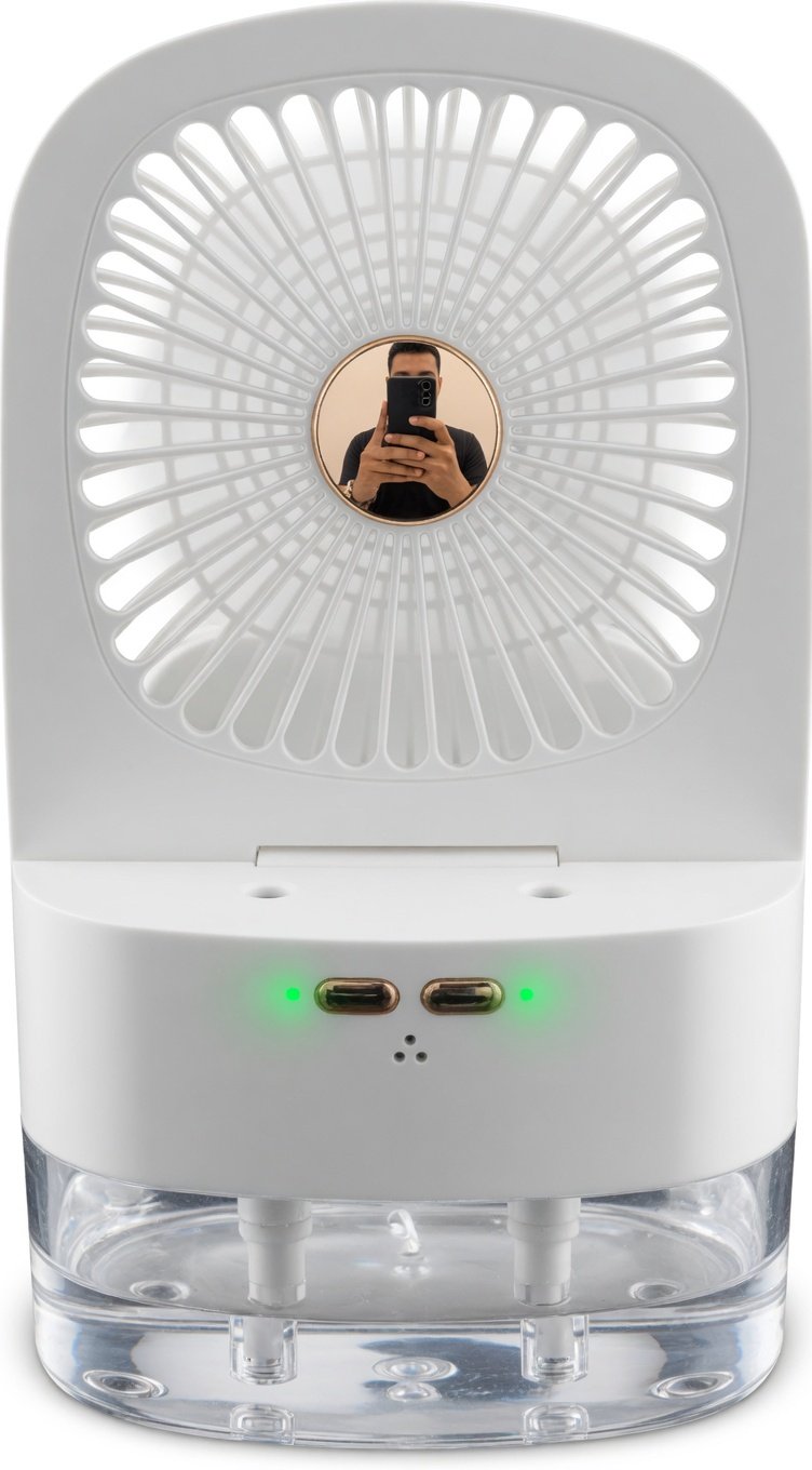 Portable Mini Air Cooler Fan with Water Mist Humidifier & LED Light – Rechargeable USB Desk Fan 3 Speed Cooling Fan for Home Office Bedroom Summer Cooling - Image 3