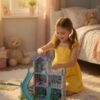 Happy Childhood DIY Doll House Toy Set for Kids – Large Villa House Playset With Furniture Accessories, Pretend Play Dollhouse Gift for Girls & Boys Age 6+