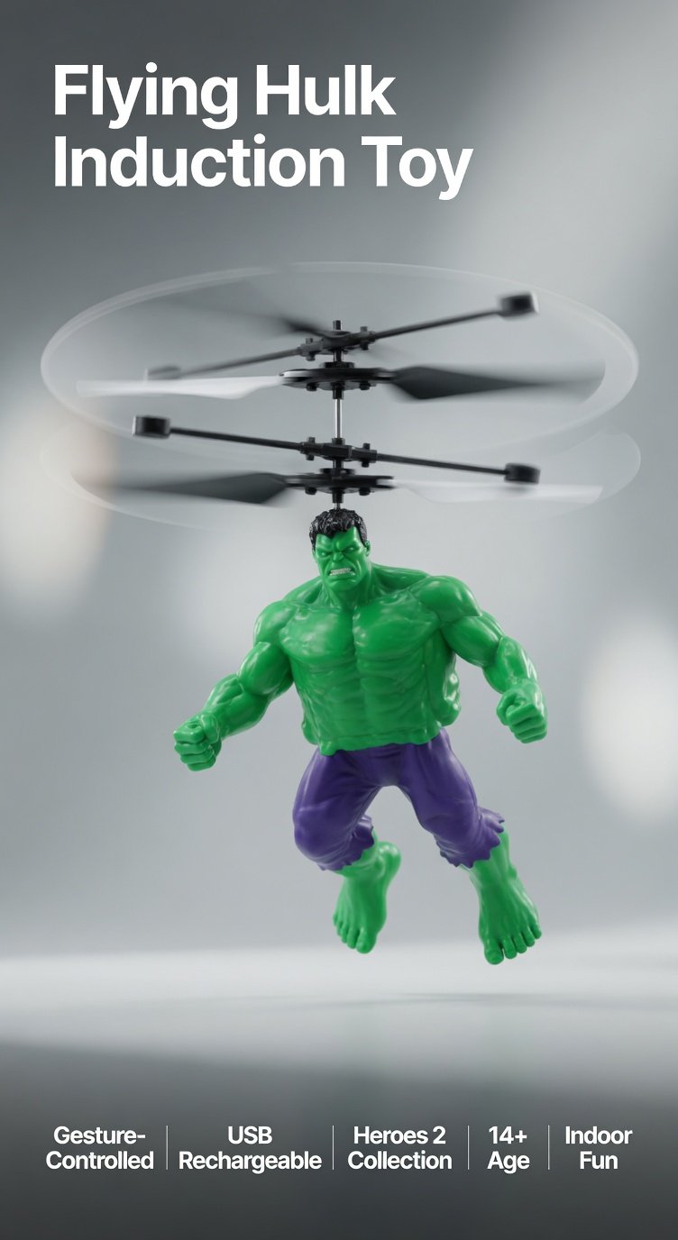 Hand Controlled Flying Superhero Toy | Induction Flying Aircraft Figure with USB Charging | Sensor Hover Flying Toy for Kids | Green Hero Design - Image 4