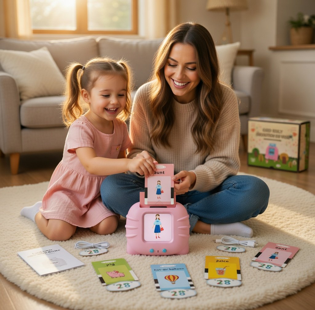 Flash Cards Reader Device With 110 Double Sided Flash Cards, Educational Learning Electronic Speech Tools with Reading Repeating Function, Learning Flash Cards Speaking Device - Image 7