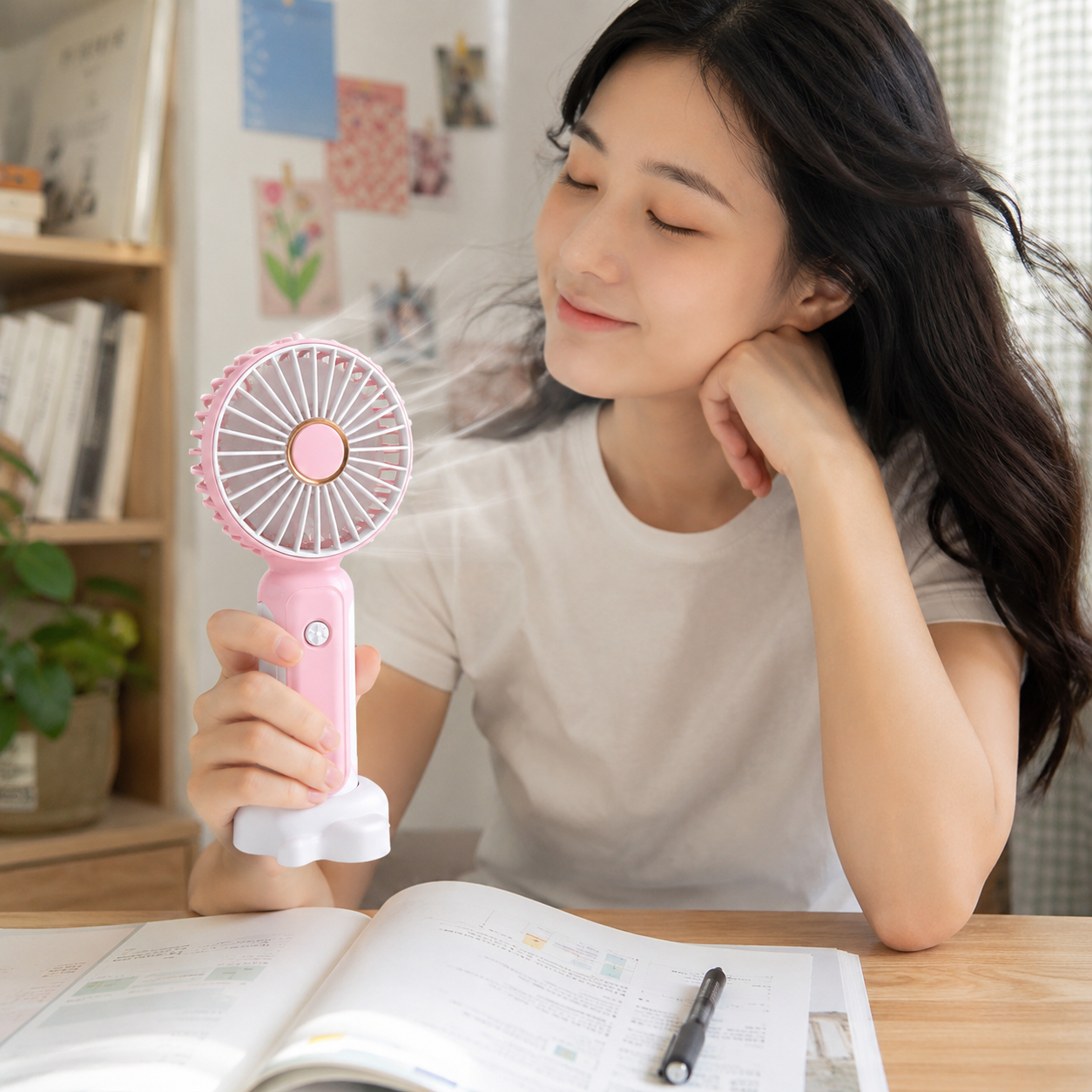 Mini Handheld Fan USB Rechargeable Portable Fan with Stand Low Noise Desk Fan for Kids Students Office Travel - Image 5