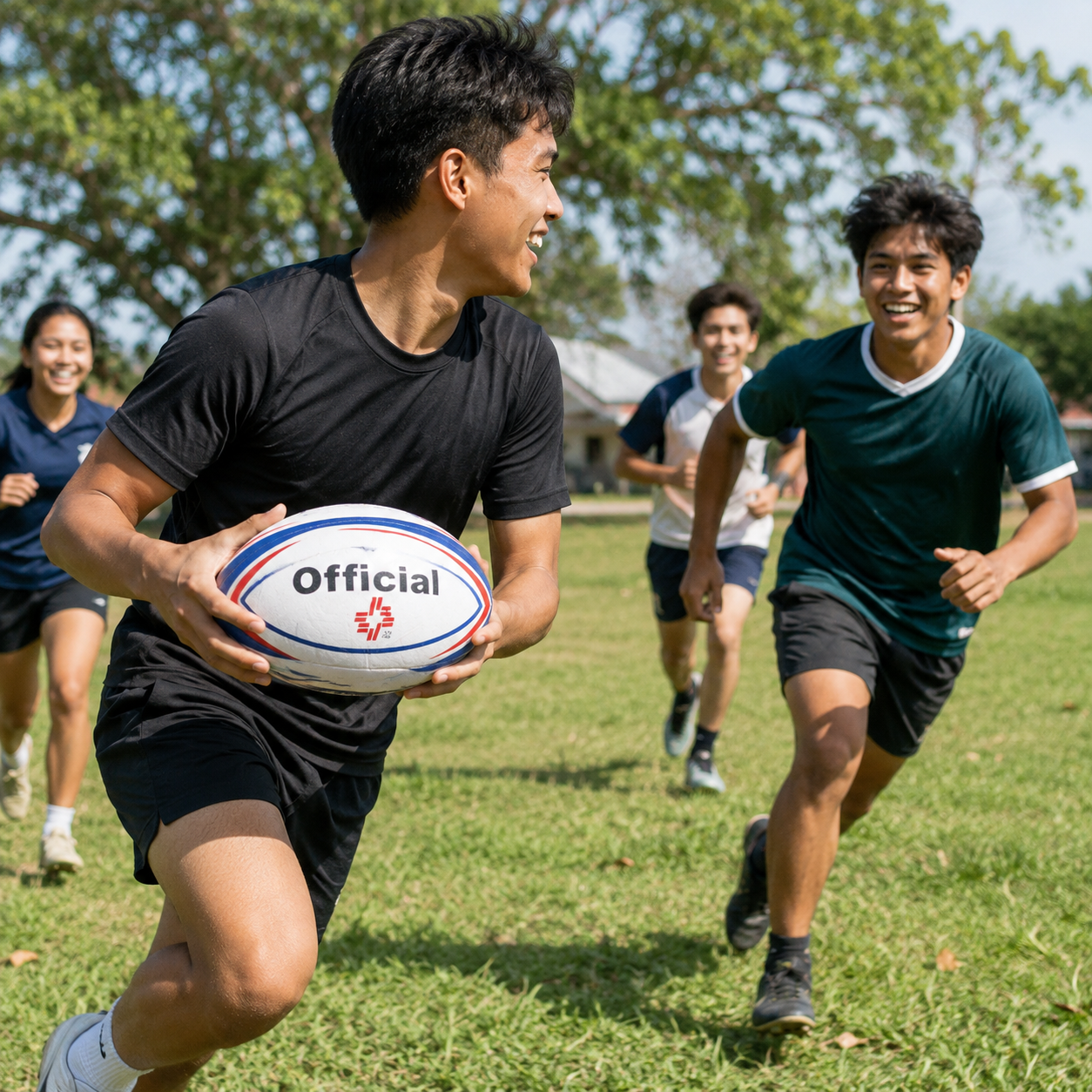 Rugby Ball / Oval Football for Kids & Adults – Official Printed Design, Outdoor Sports Training Ball, Red Blue White Practice Ball - Image 5