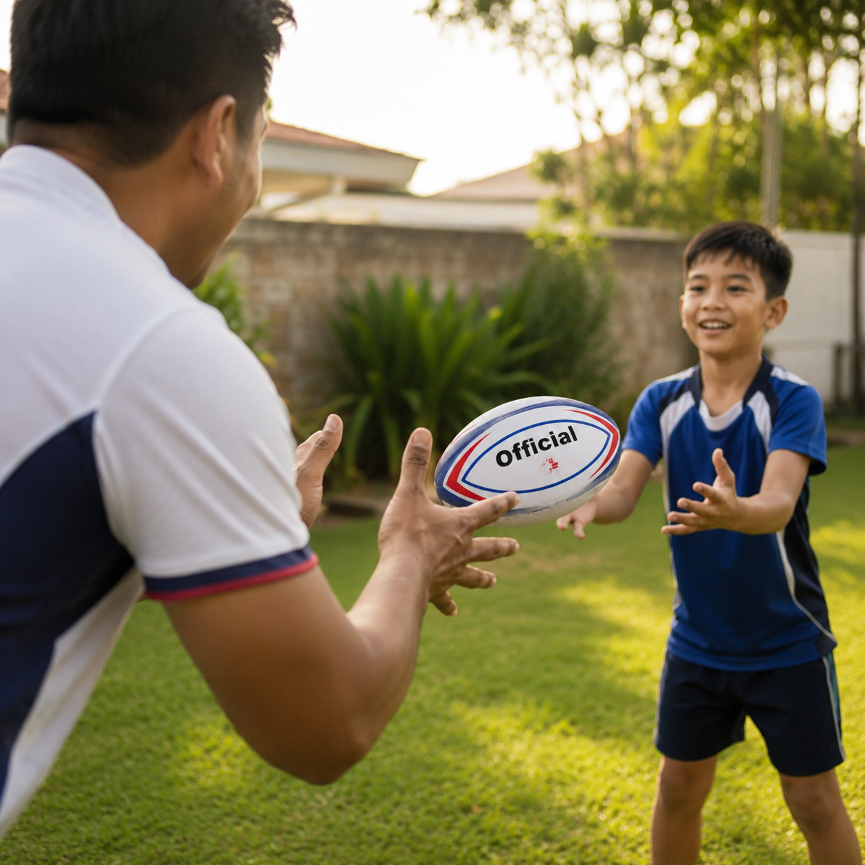 Rugby Ball / Oval Football for Kids & Adults – Official Printed Design, Outdoor Sports Training Ball, Red Blue White Practice Ball - Image 4