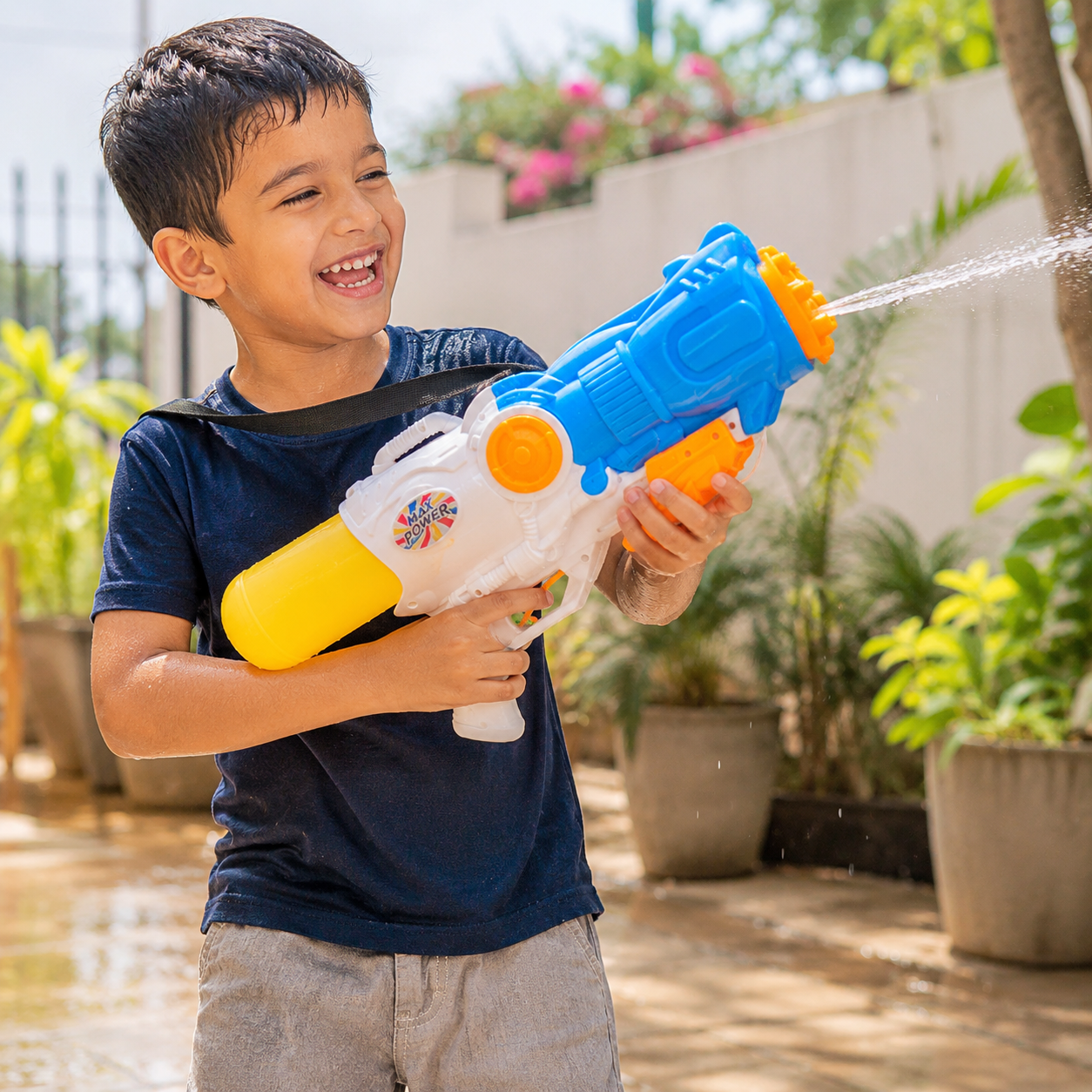 Large Kids Water Gun Toy – Manual Pump Action Water Blaster with Big Water Tank for Outdoor Pool Beach Summer Fun – Blue White Yellow - Image 7