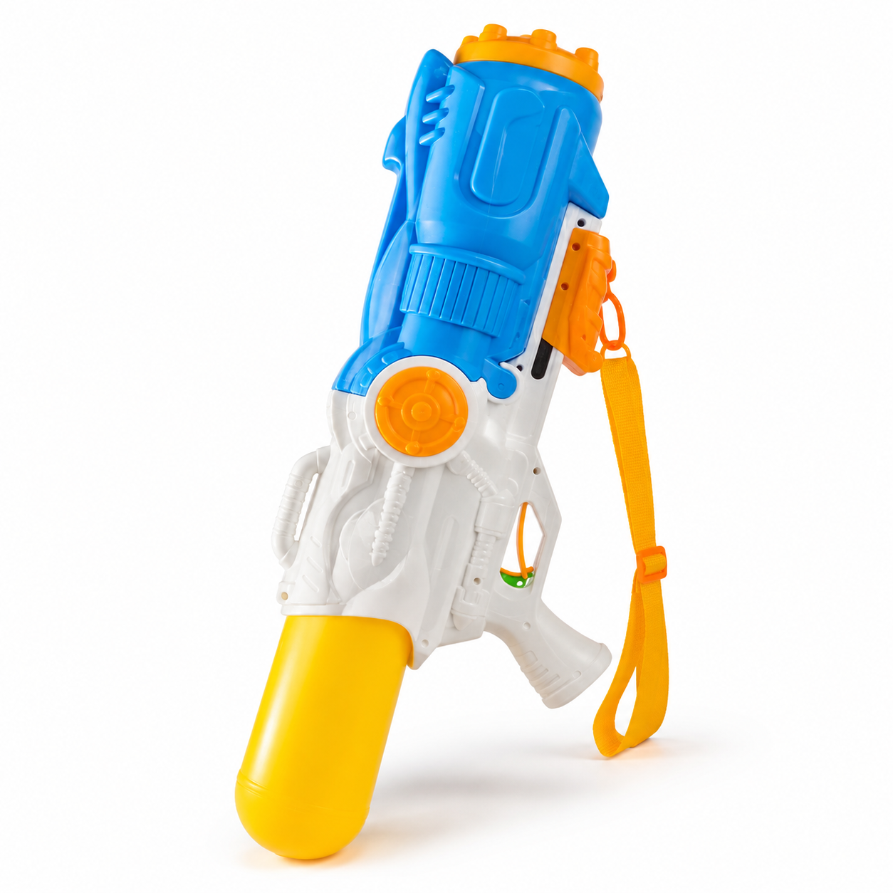 Large Kids Water Gun Toy – Manual Pump Action Water Blaster with Big Water Tank for Outdoor Pool Beach Summer Fun – Blue White Yellow