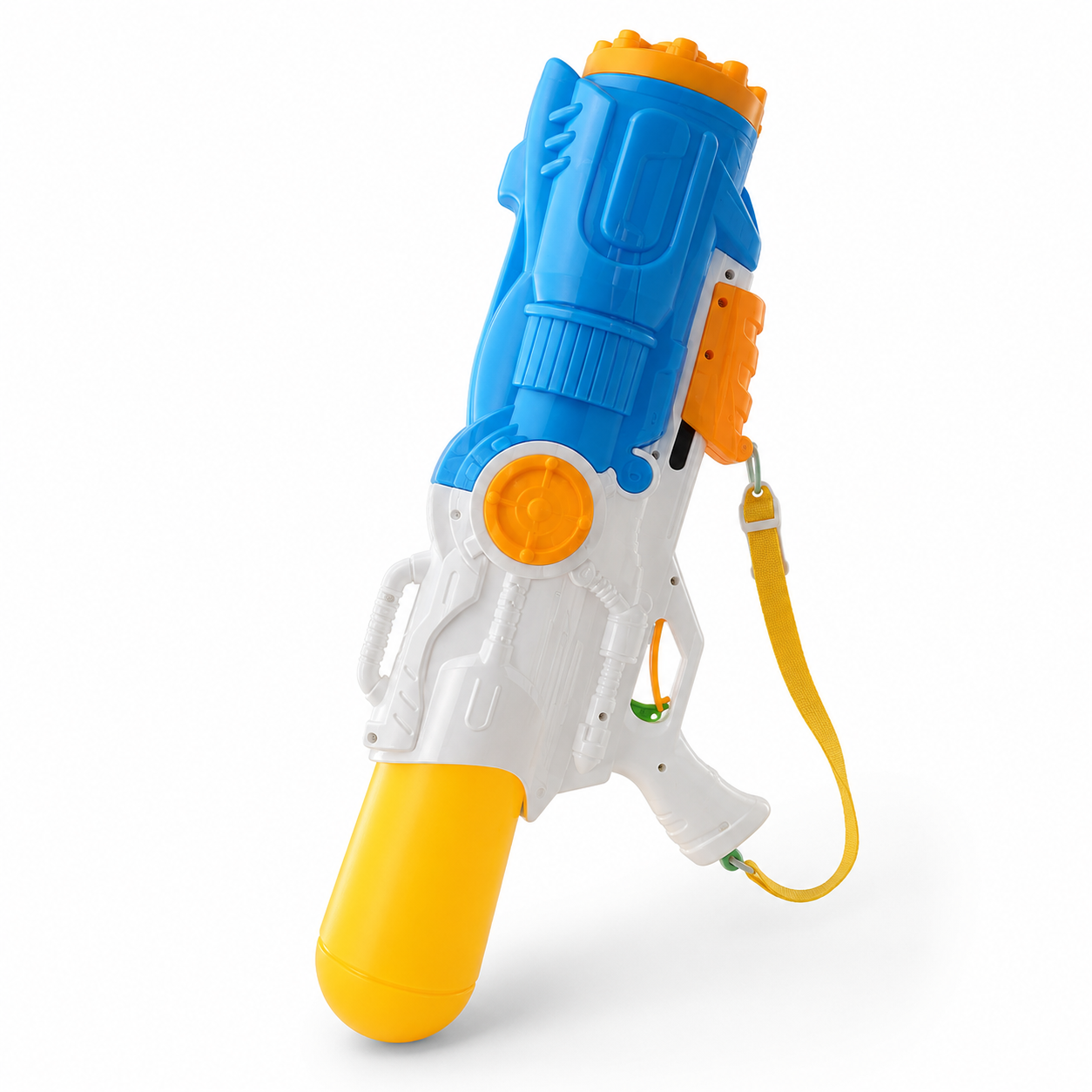 Large Kids Water Gun Toy – Manual Pump Action Water Blaster with Big Water Tank for Outdoor Pool Beach Summer Fun – Blue White Yellow - Image 3